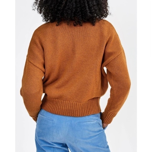 New Clare V Ciao Crewneck Pullover Crewneck Knit Sweater Gingernut Brown Small - Picture 3 of 15